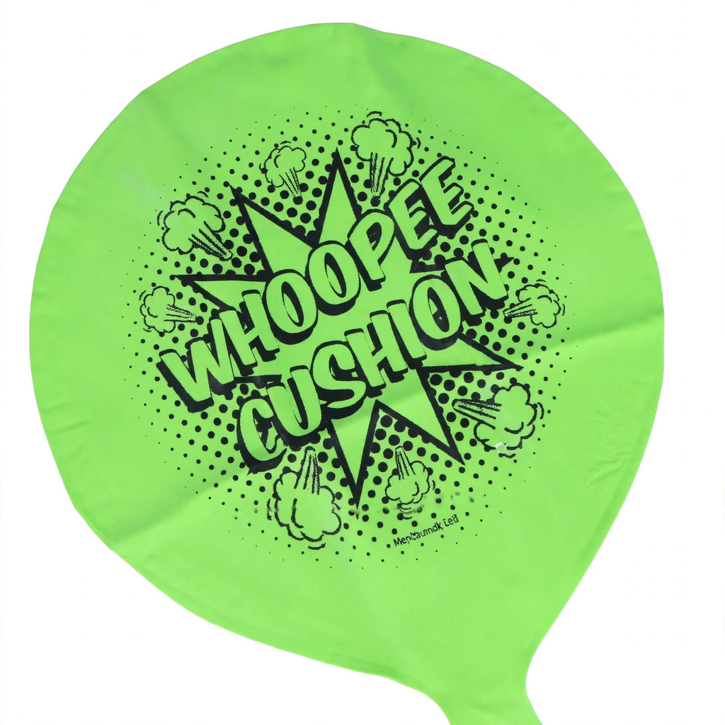 Close-up view of Henbrandt whoopee cushion made of rubber