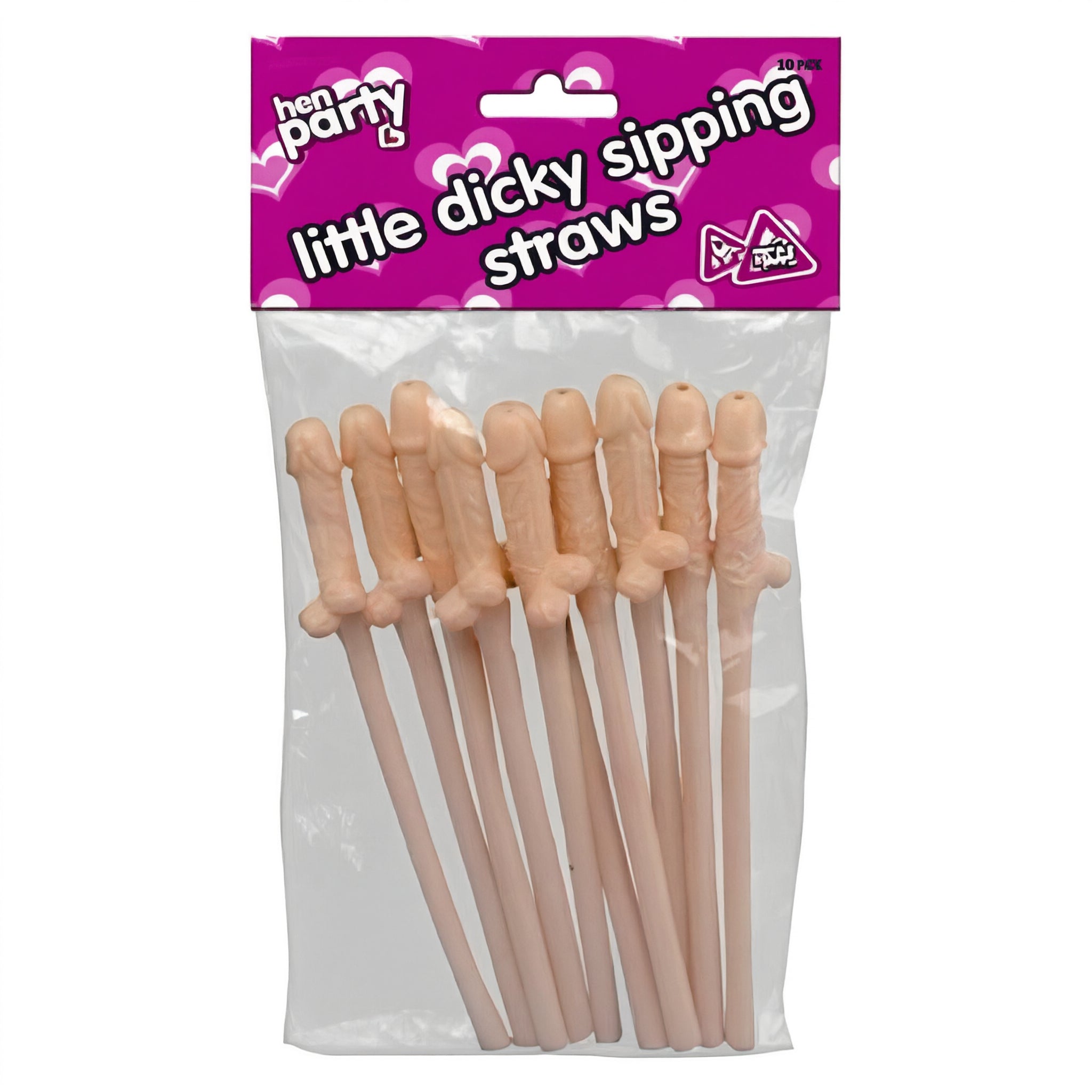 Plastic Hen Party Drinking Straws 10 Pack Nude