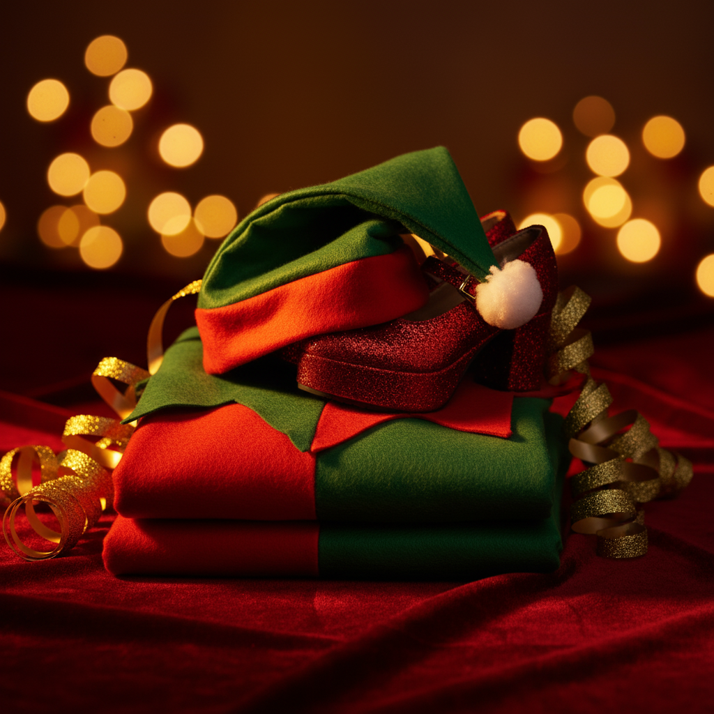 Womens Christmas Elf Costumes Dress And Hat, Red And Green | Merthyr Tydfil | Why Not Shop Online