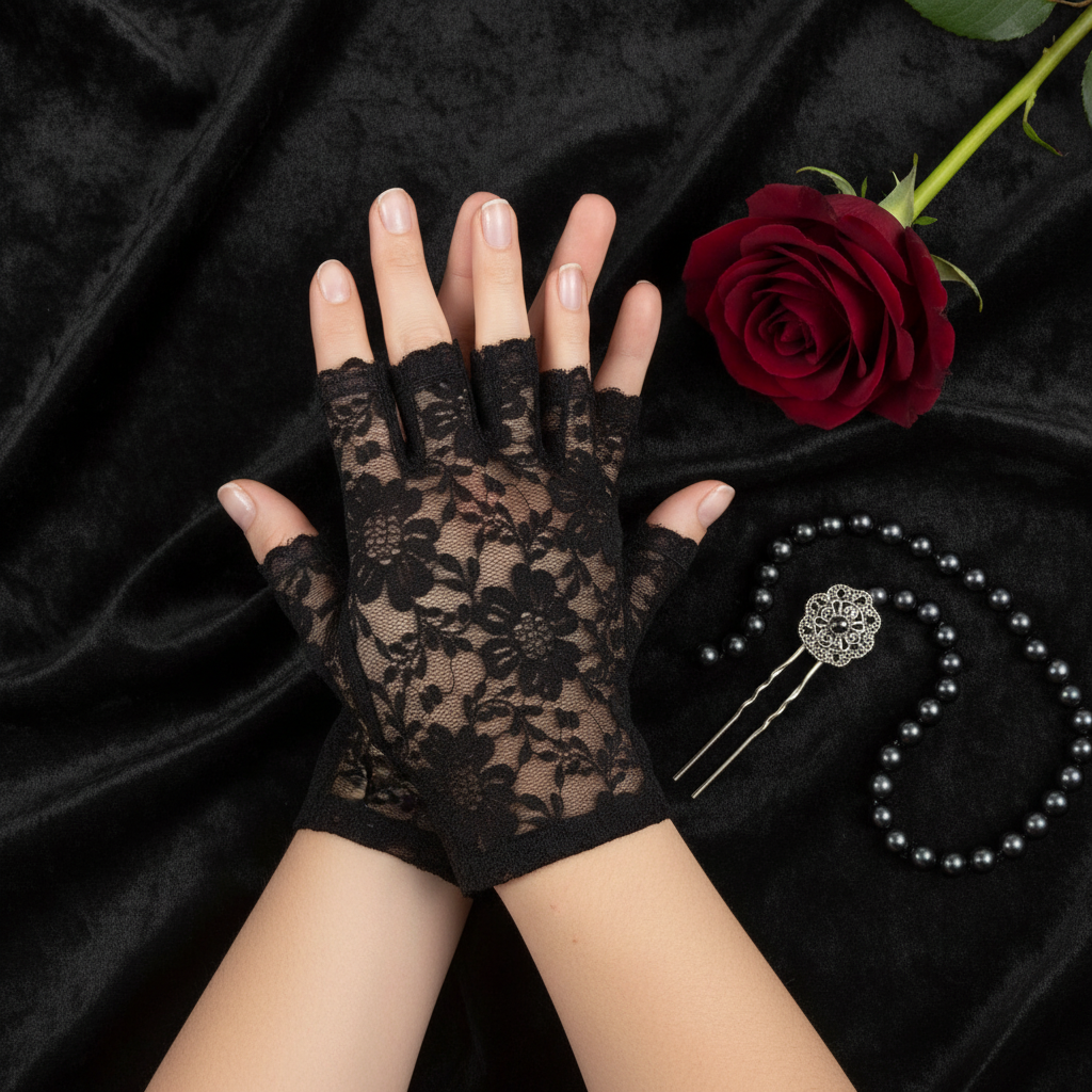 Women's Black Lace Short Gloves | Merthyr Tydfil | Why Not Shop Online