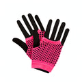 Wicked Costumes 1980s neon pink fingerless net gloves with open diamond net pattern