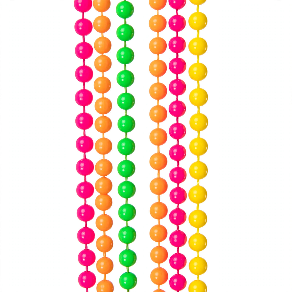 Close-up view of Wicked Costumes 1980s Neon Bead Necklace Set showing neon bead necklaces in four colours
