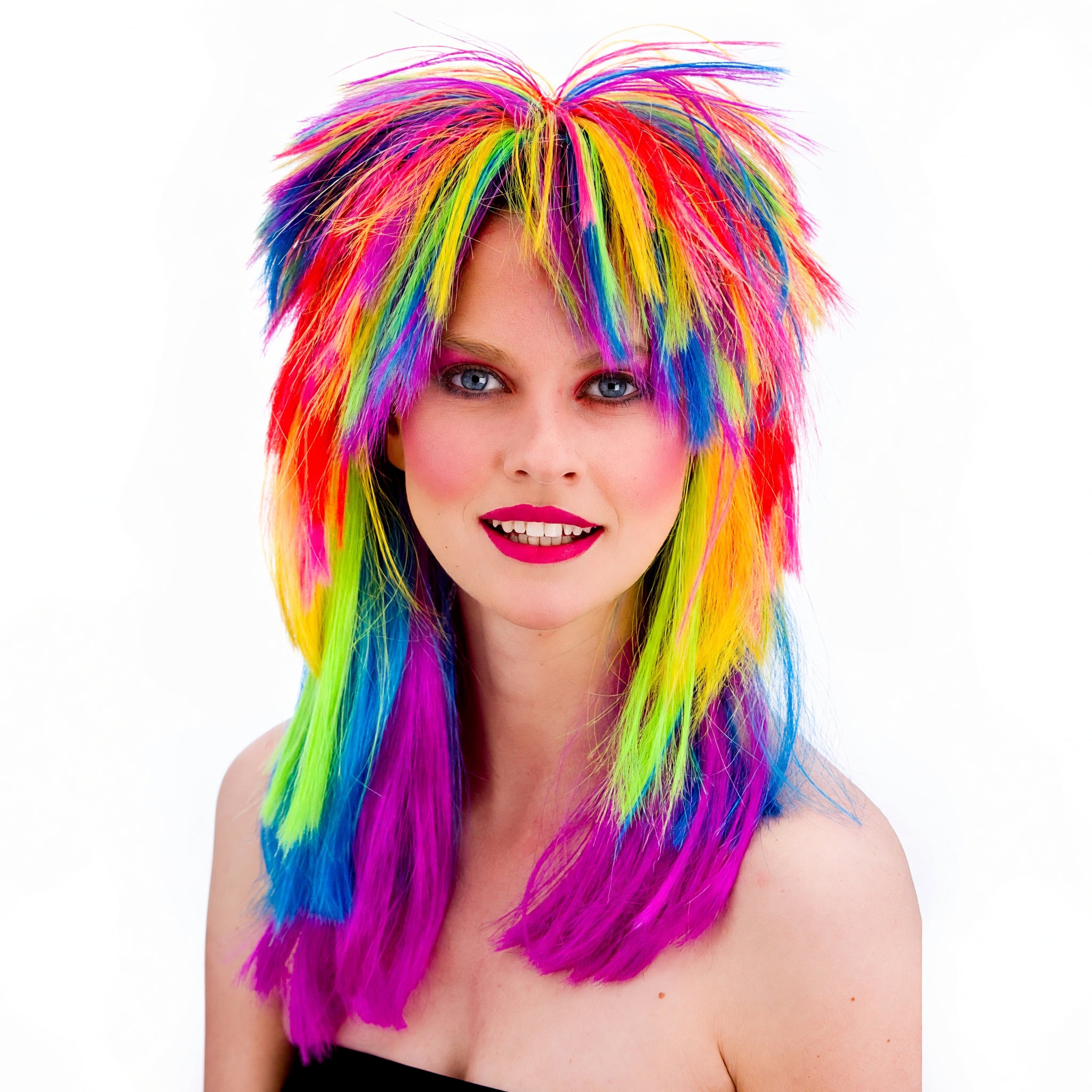 Unisex 1980s Rainbow Pop Wig