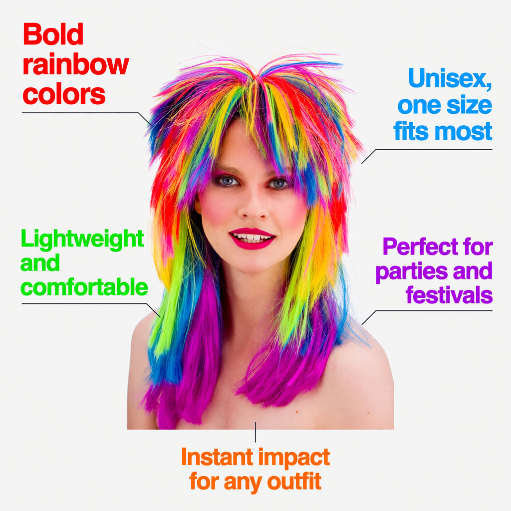 Unisex 1980s Rainbow Pop Wig – product image 2