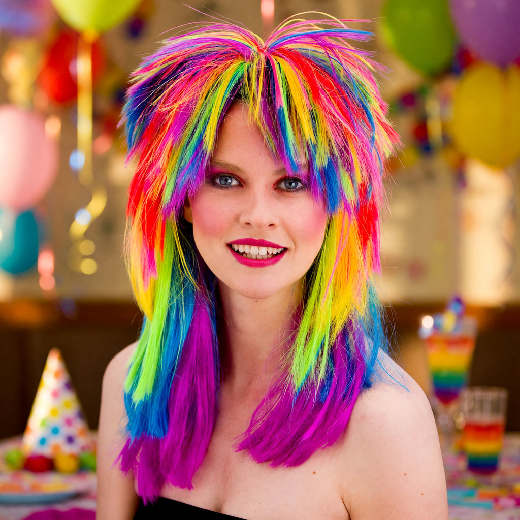 Unisex 1980s Rainbow Pop Wig – product image 6