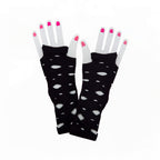 Women's Black Gothic Punk Torn Gloves