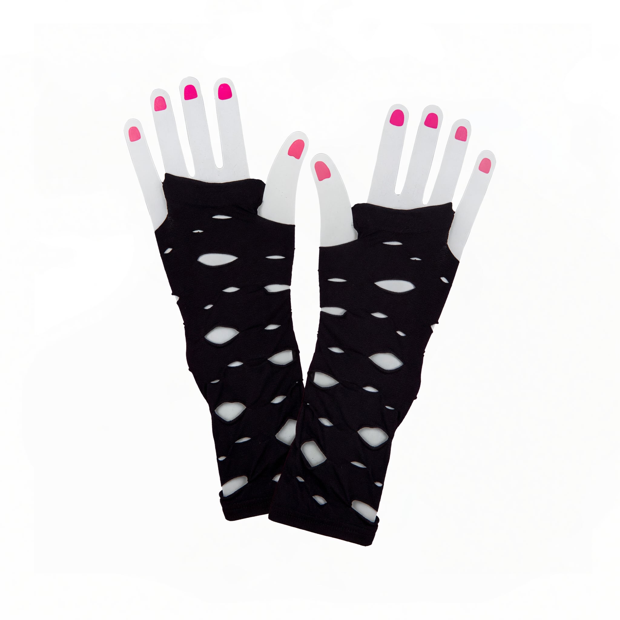 Women's Black Gothic Punk Torn Gloves