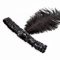 Womens Flapper Feather Black Headband with black feather trim and classic headband shape
