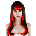 Womens Halloween Alluring Vampire Wig in red and black with vampire design