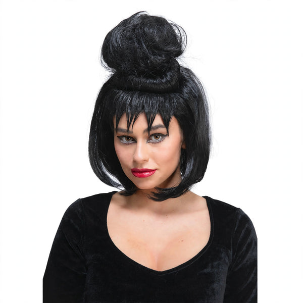 Womens Halloween Dark Mistress Wig in black styled for costume use