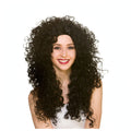 Women's long black curly wig with synthetic hair and adjustable inner cap