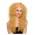 Womens long blonde curly wig with golden curls