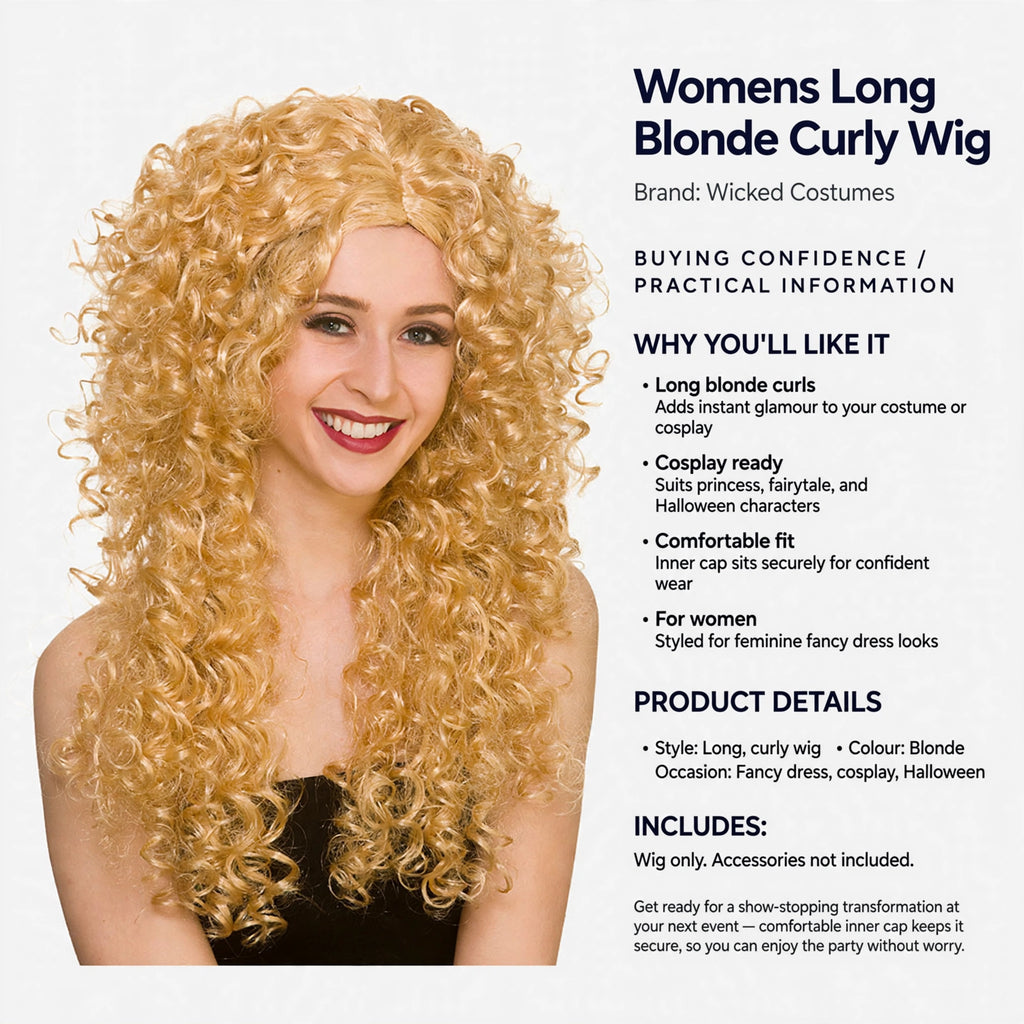 Womens wig designed for cosplay, princess costumes, Halloween, and fancy dress occasions
