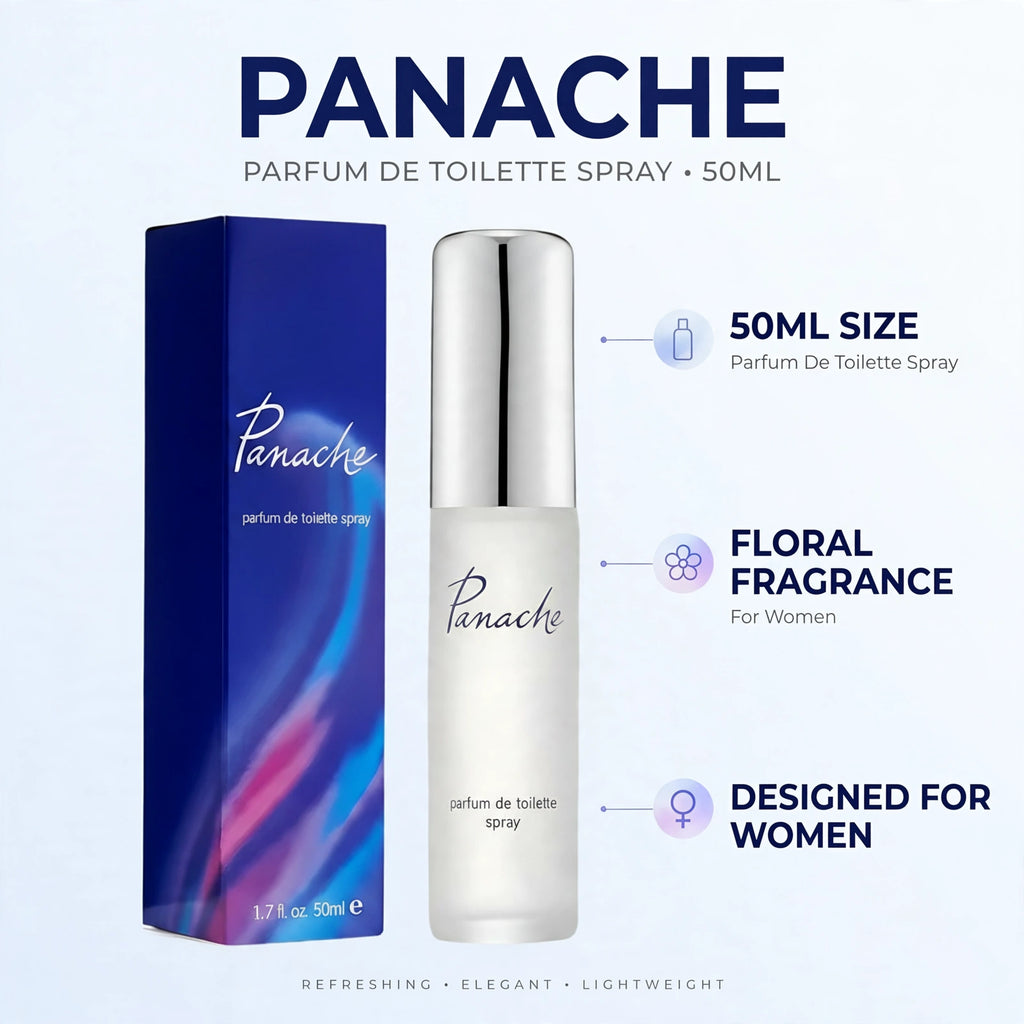 Key features of Panache Parfum De Toilette Spray including its floral fragrance and size