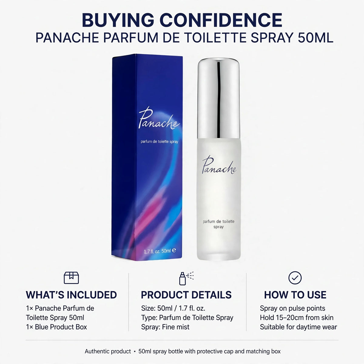 Detailed information about Panache Parfum De Toilette Spray's floral fragrance, suitable for various occasions