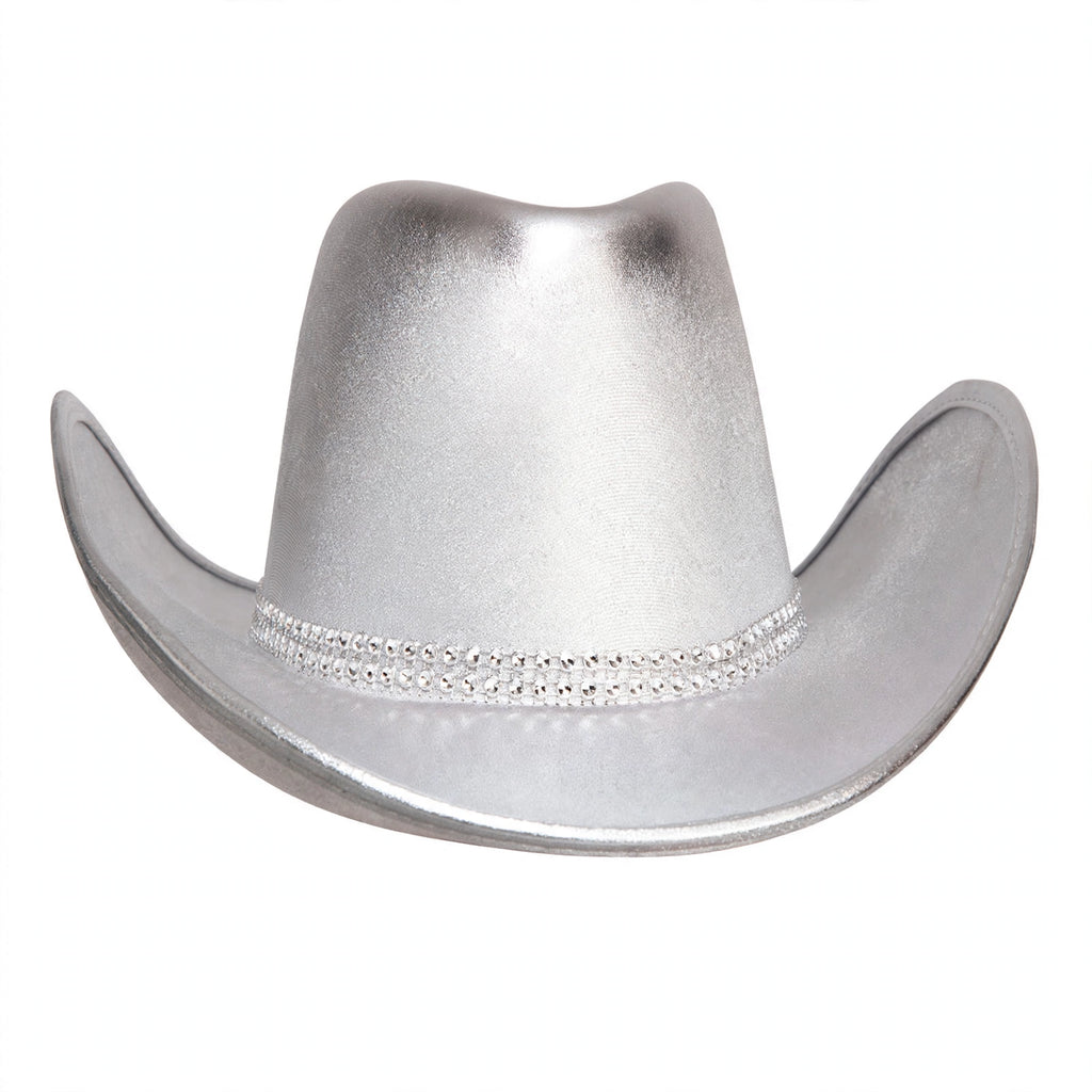 Adults silver cowboy hat with rhinestone band