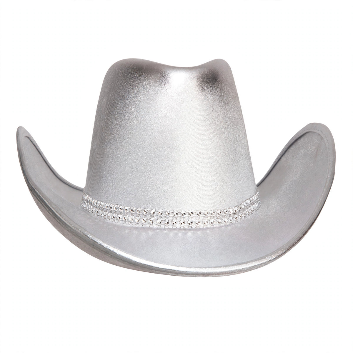 Adults silver cowboy hat with rhinestone band