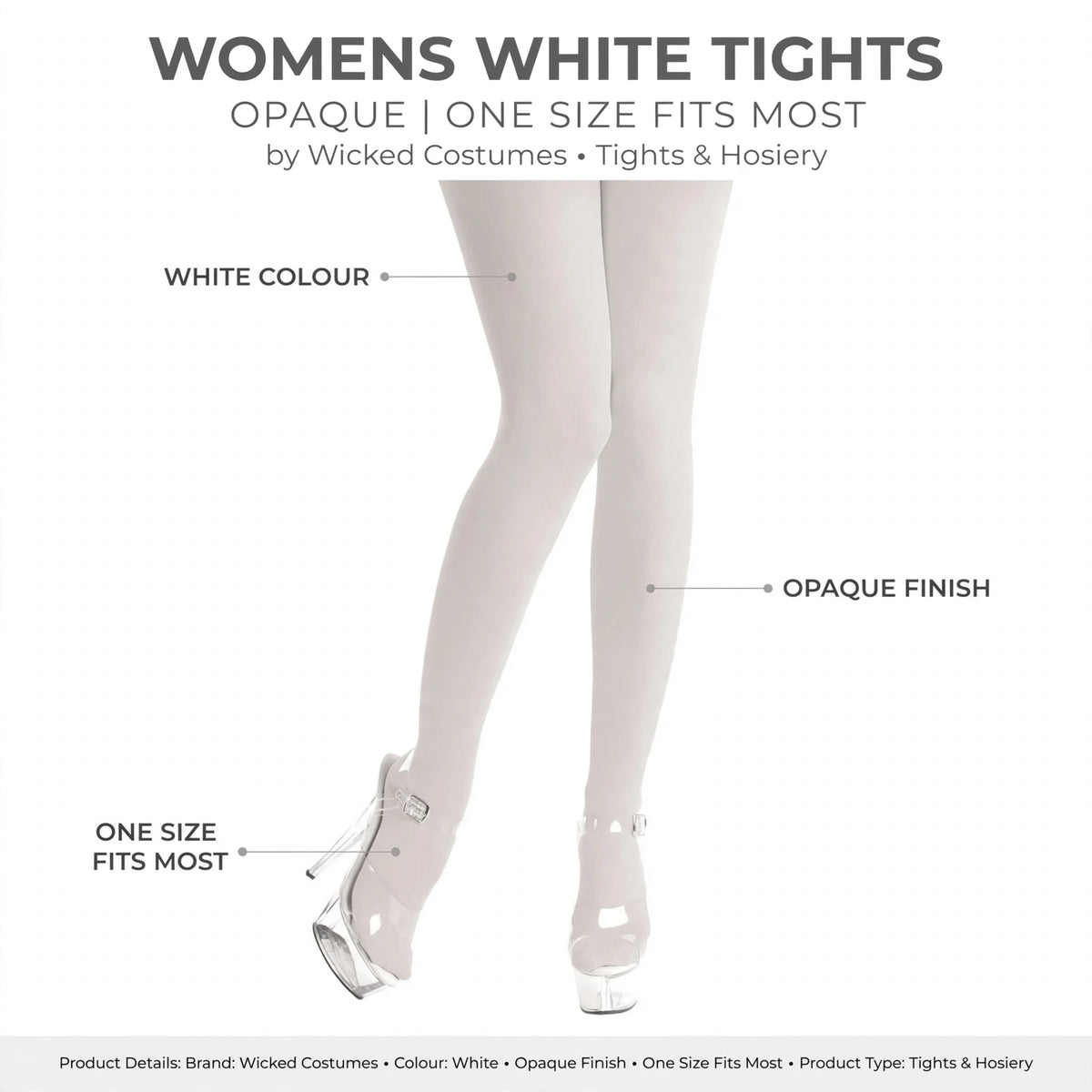 Features white colour; opaque finish; one size fits most