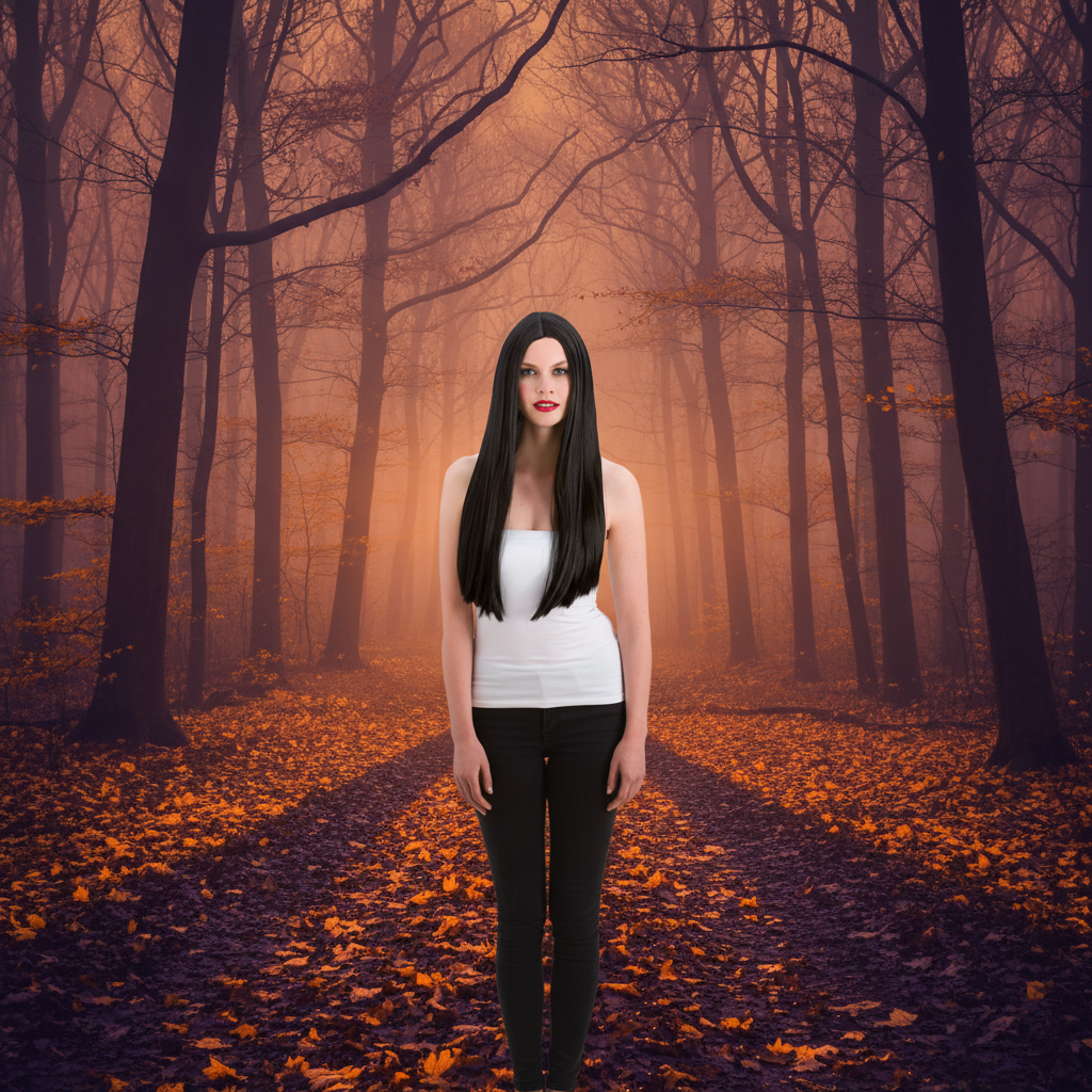 Womens Classic Long Black Wig