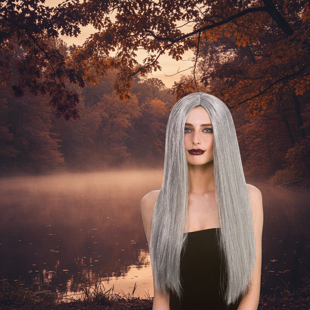 Womens Classic Long Dark Grey Wig