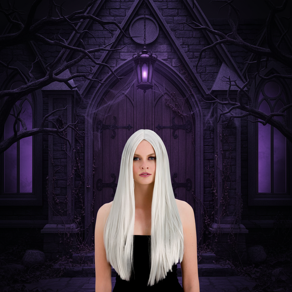 Womens Classic Long Silver Wig