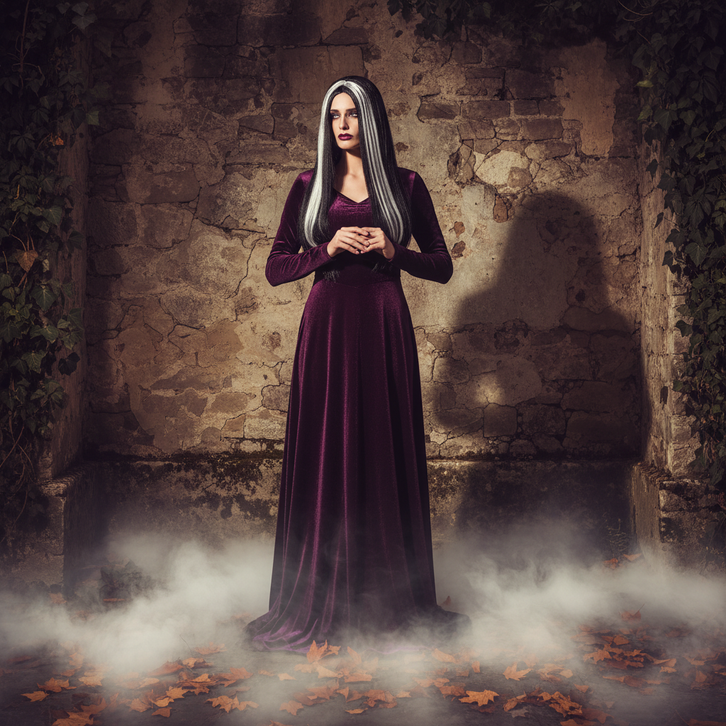 Womens Long Morticia Wig Black And White | Merthyr Tydfil | Why Not Shop Online
