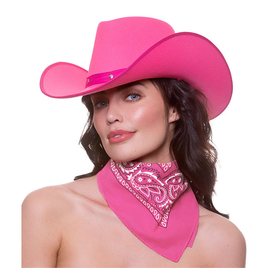Womens Pink Cowboy Bandana - Paisley Design