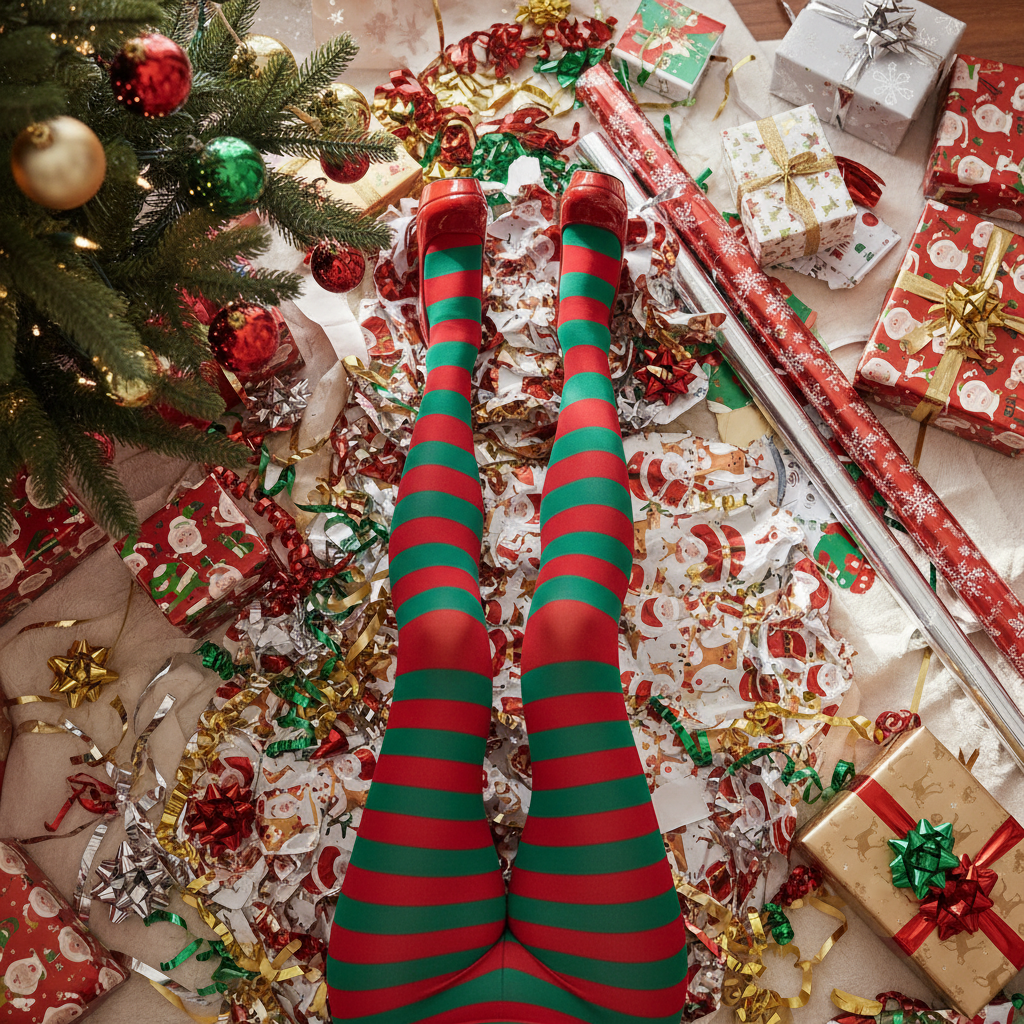 Womens Red And Green Striped Tights | Merthyr Tydfil | Why Not Shop Online
